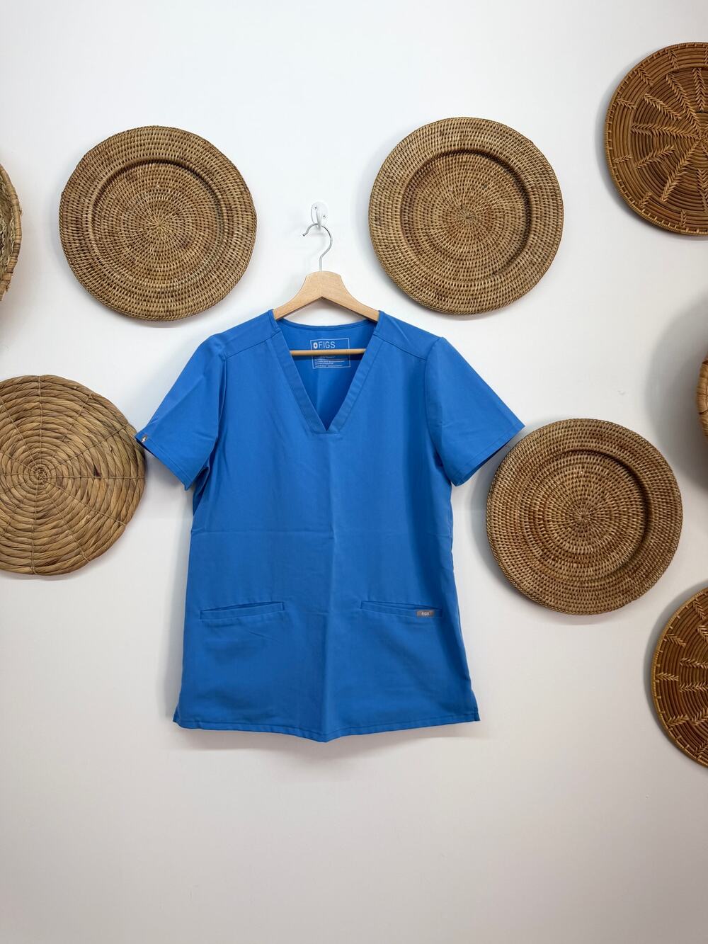 Figs Blue Scrub Top Small